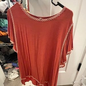 Bright Coral with lace top